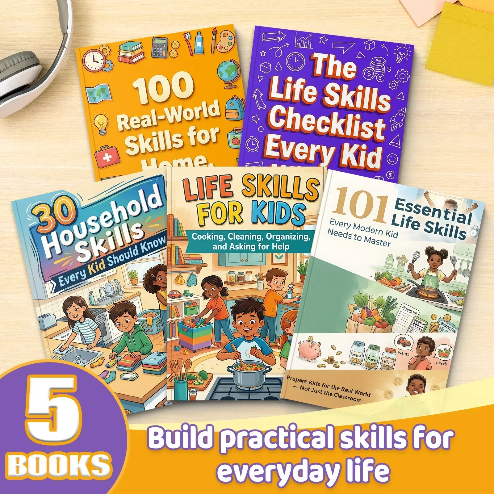 Home Cooking Book - 5-Book Kids Life Skills Collection, Practical