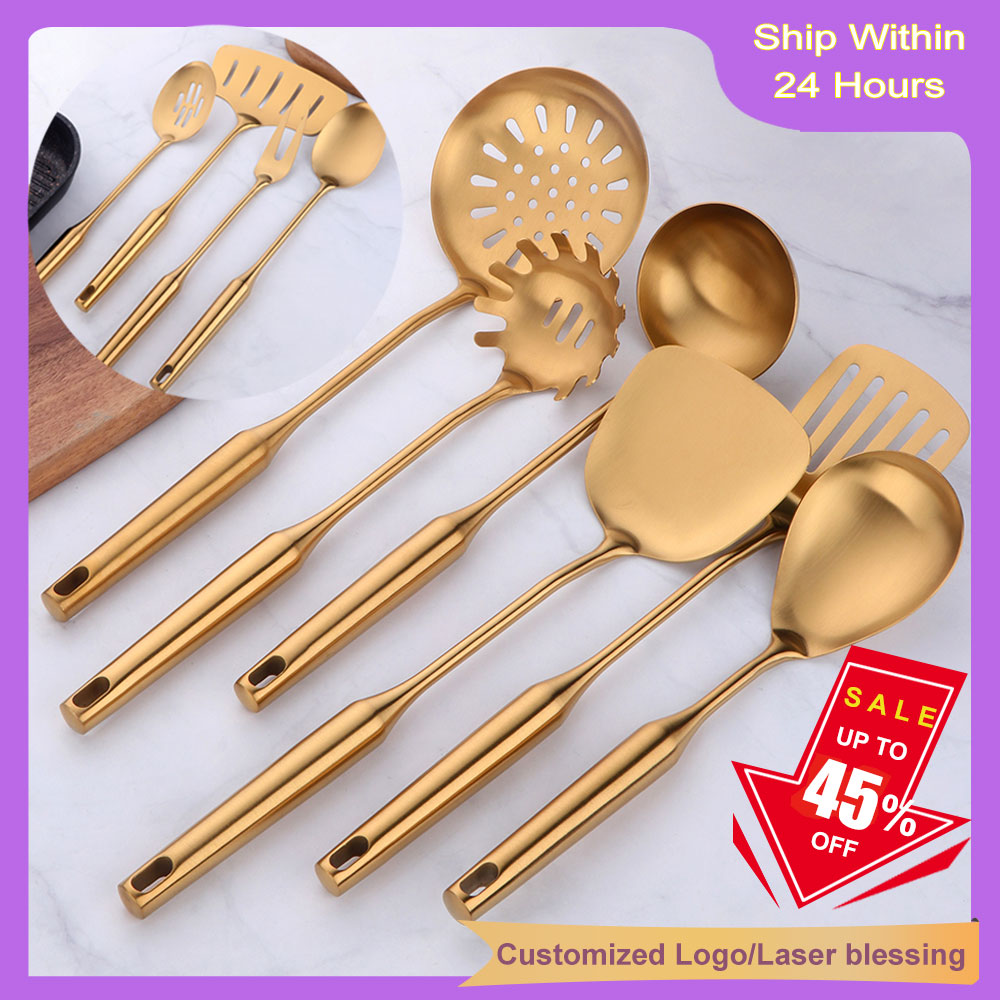 Home Cooking Utensil Set - Gold cookware Stainless Steel Cooking tools