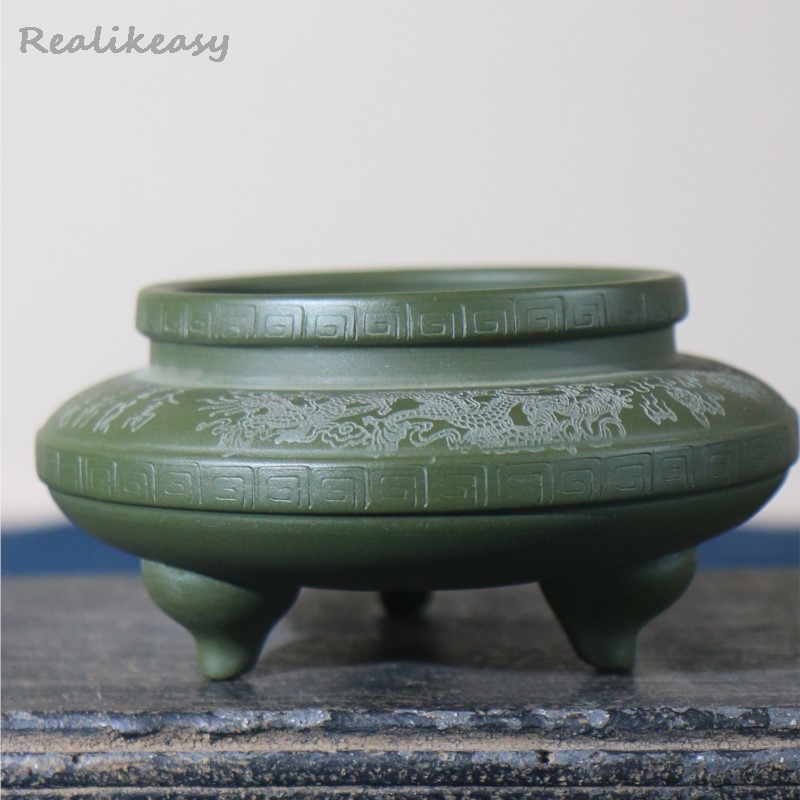 Tagine Clay Pot - Three Legged Handmade Purple Clay Bonsai